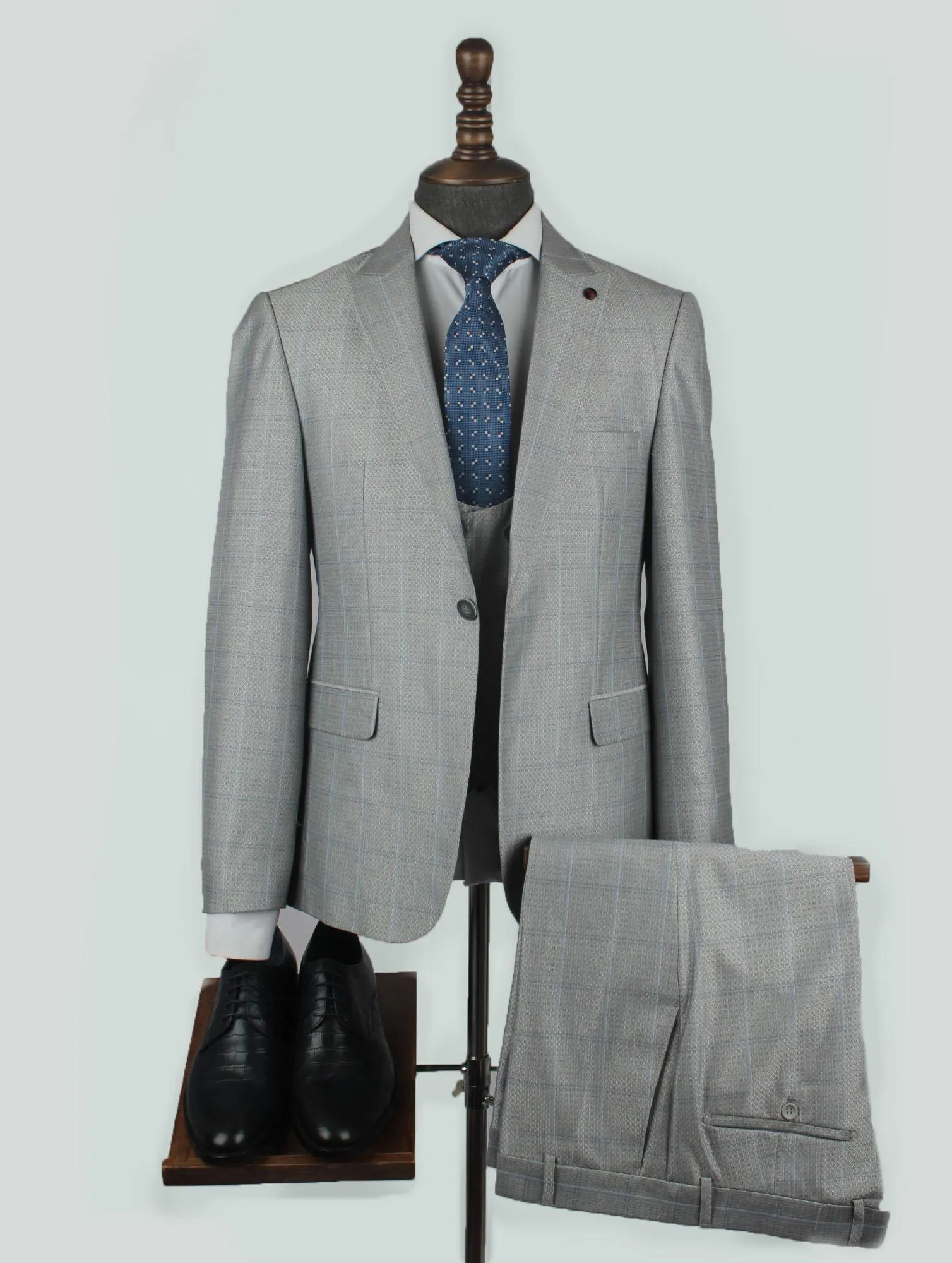 Three Pieces Of Gray Bespoke Men Suit Tailored
