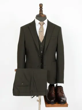 Three Pieces Of Green Oak Stripe Bespoke Men Suit Tailored