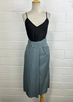 Vintage 1980s Kenzo Sea Foam Green Silk Midi-Skirt, W32"