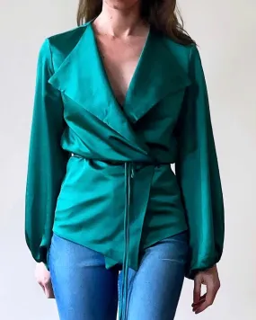 WRAPSHIRT EMERALD SATIN