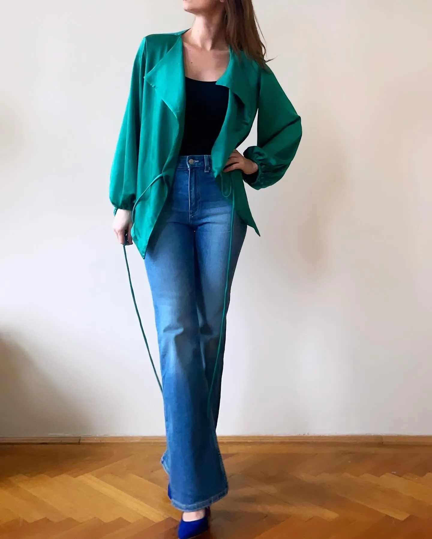 WRAPSHIRT EMERALD SATIN